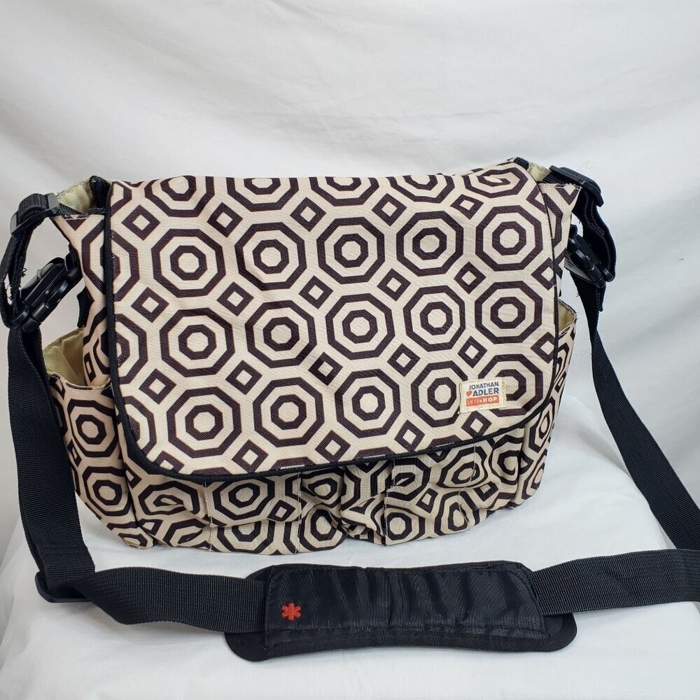 Jonathan Adler Cream Geometric Dash Skip Hop Baby Diaper Messenger bag